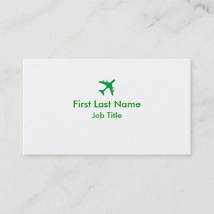 Green white simple airplane custom business cards