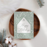 Green White Simple Floral Business Christmas Card<br><div class="desc">Pastel Green Floral Christmas Holiday Card.  Add your own message to the back.</div>