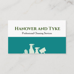 Green White Simple Professional Cleaning  Business Card
