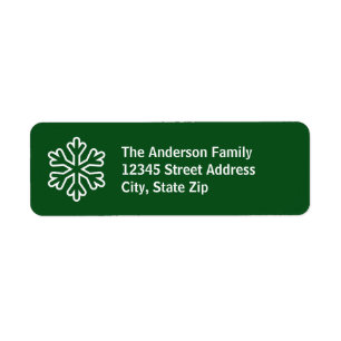 Green & White Snowflake - Return Address Label