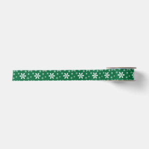 Green White Snowflakes Holidays Christmas Satin Ribbon