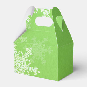 Green White Snowflakes Minimalist Christmas Favor Box