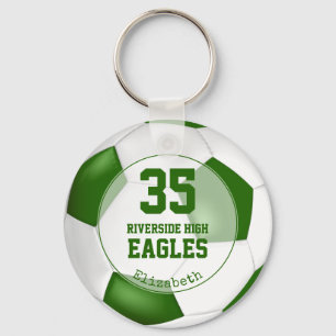green white soccer ball w team colours girls' keychain