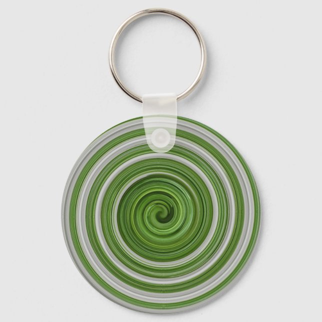 Green-white spiralpattern keychain (Front)