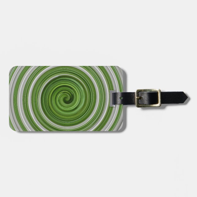 Green-white spiralpattern luggage tag (Front Horizontal)