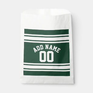 Green White Sports Jersey with Name and Number Favour Bag