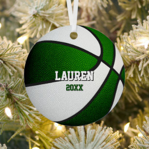green white sports keepsake gifts basketball metal ornament