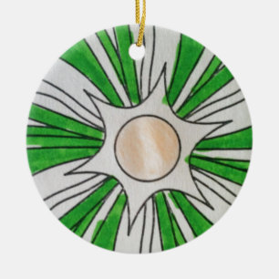 Green White Star Drawing, Art by Kids :) Ceramic Ornament