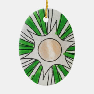 Green White Star Drawing, Art by Kids :) Ceramic Ornament