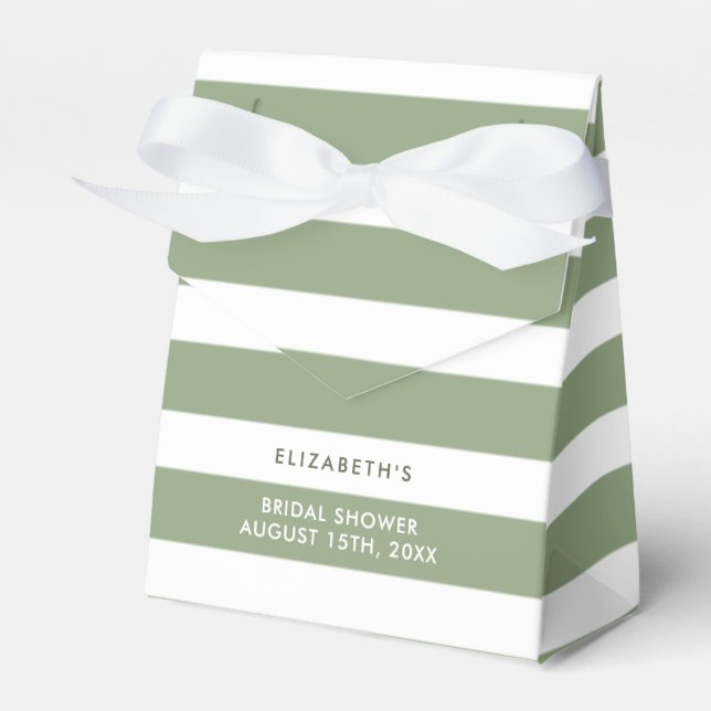 Green White Stripe Pattern Bridal Shower  Favor Box (Front Side)