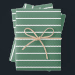 Green white stripe squiggly lines Christmas Wrapping Paper Sheet<br><div class="desc">This cute Christmas wrapping paper features fun white squiggly lines on a festive green background. This set of three simple striped holiday gift wrap designs is great on its own but also coordinates with a variety of holiday themes. Find more colours and coordinating gift tags, cards and more in the...</div>