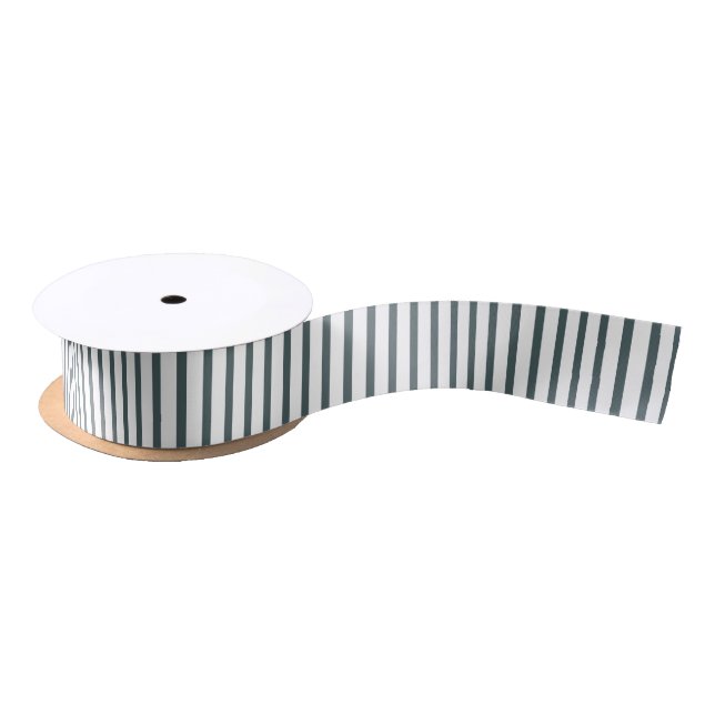 Green/white Striped Elegant  Satin Ribbon (Spool)