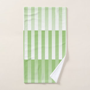 Green White Striped Pattern  Hand Towel