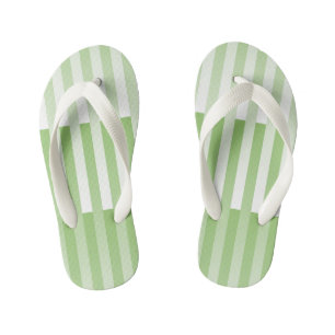 Green White Striped Pattern Kid's Flip Flops