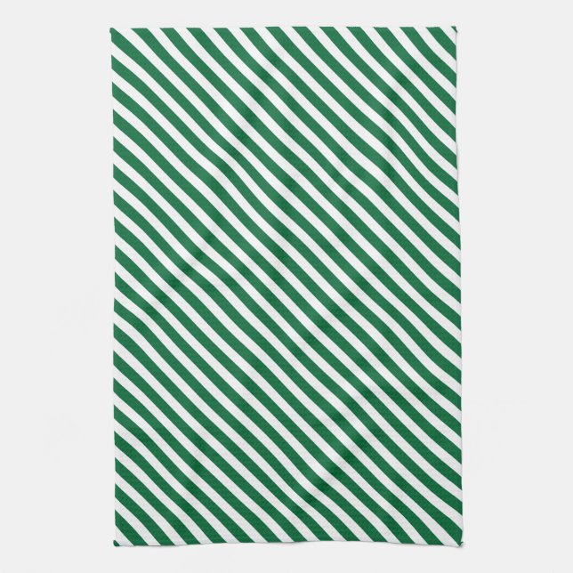 Green & White Striped Pattern Kitchen Towel (Vertical)