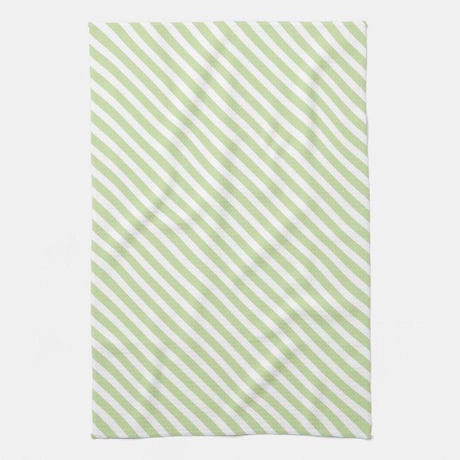Green & White Striped Pattern Kitchen Towel (Vertical)