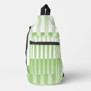Green White Striped Pattern Sling Bag