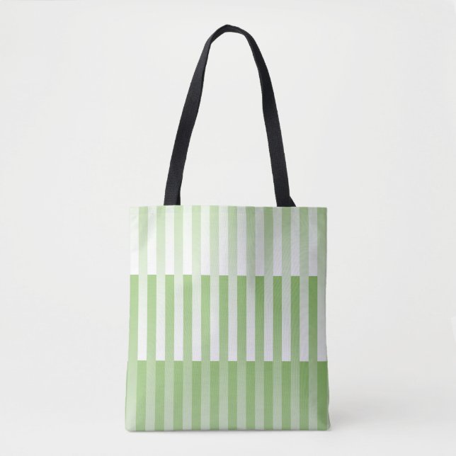 Green White Striped Pattern  Tote Bag (Front)