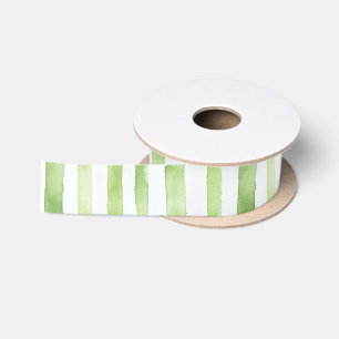Green White Stripes Beach Birthday Satin Ribbon