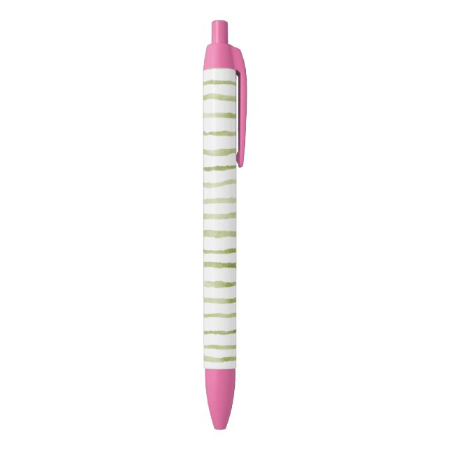 Green White Stripes   Black Ink Pen (Bottom (Vertical))