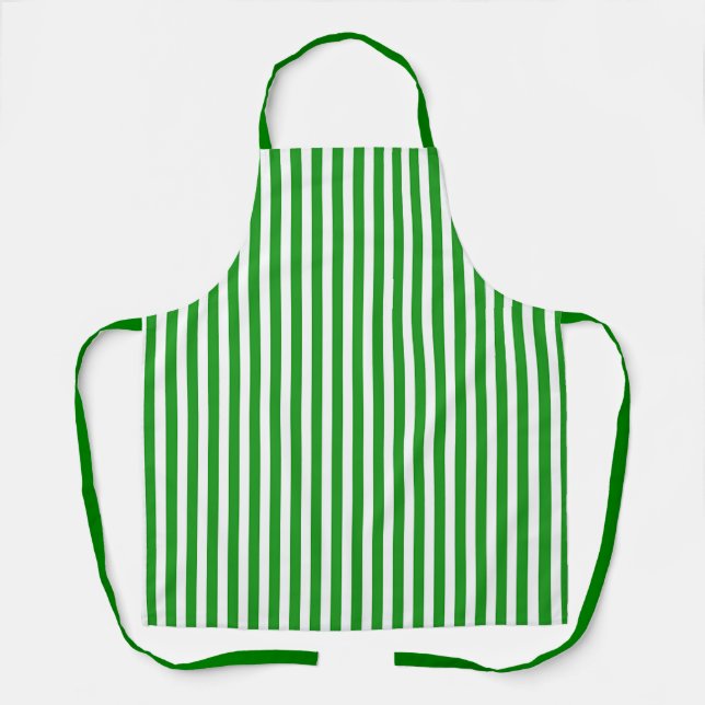 Green White Stripes Chef  Apron (Front)