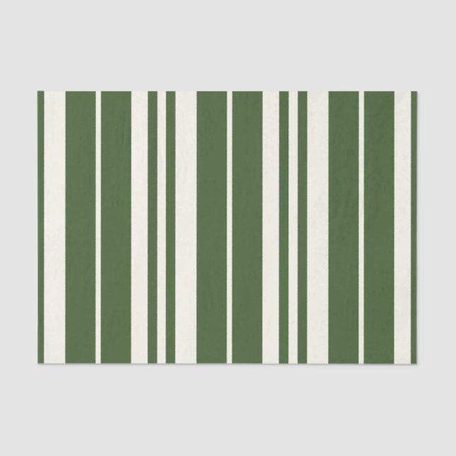 Green White Stripes Coastal Seaside Tissue Paper (Front)