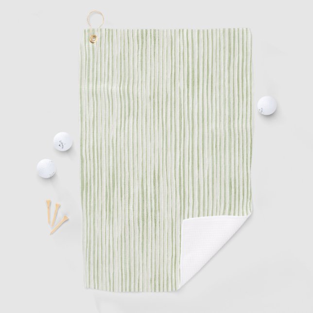 Green White Stripes Golf Towel (InSitu)