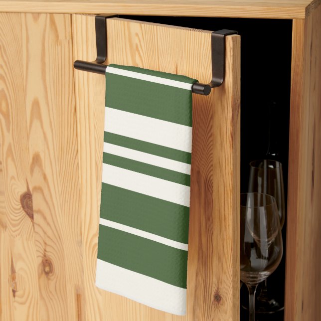 Green White Stripes  Kitchen Towel (Thirds Fold)