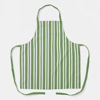 Green White Stripes Pattern Apron