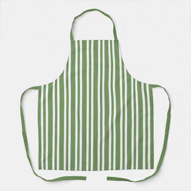 Green White Stripes Pattern Apron (Front)