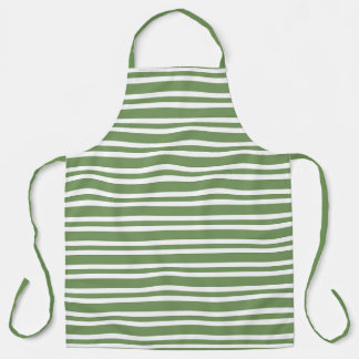 Green White Stripes Pattern Apron