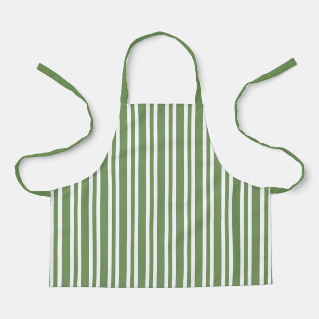 Green White Stripes Pattern Apron (Front)