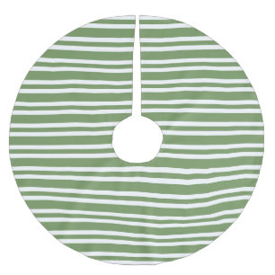 Green White Stripes Pattern Brushed Polyester Tree Skirt