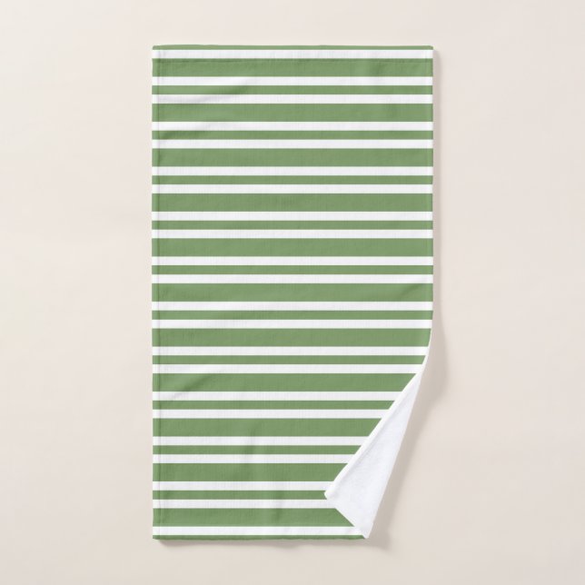 Green White Stripes Pattern Hand Towel (Hand Towel)