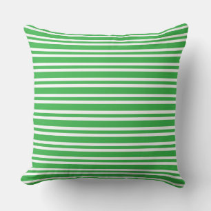 Green White Stripes Seamless Pattern Throw Pillow