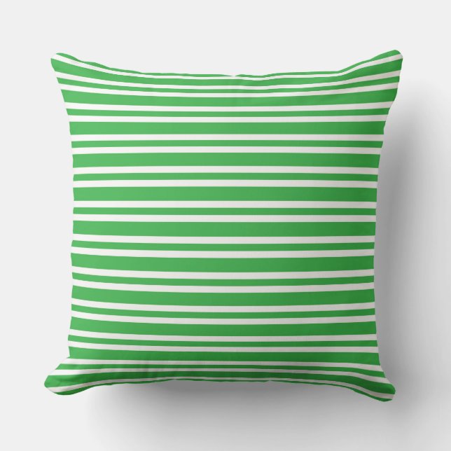 Green White Stripes Seamless Pattern Throw Pillow (Front)