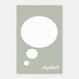 Green & White Talk Bubble Personalized Name Post-it Notes