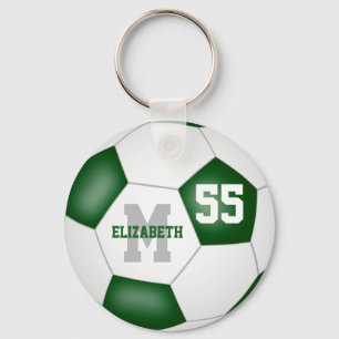 green white team colours girls boys soccer ball keychain