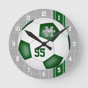 green white team colours varsity stripes soccer round clock