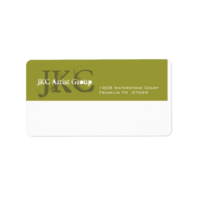Green White Three Initial Business Shipping Label (Front)