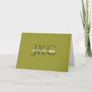 Green White Three Monogram Business Logo Notecards