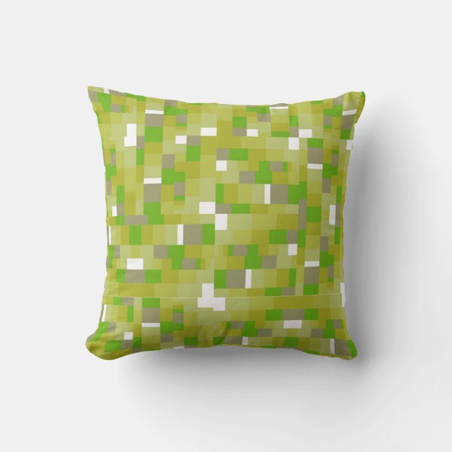 Green White Throw Pillow (Front)