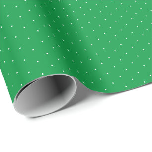 Green white tiny polka dots pattern gift Christmas Wrapping Paper