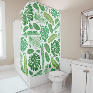 Green & white tropical leafs pattern