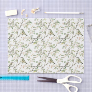 Green White Tulip Flowers Bridal Shower Tissue Paper