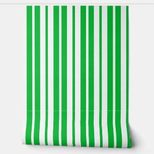 Green White Vertical Stripes Pattern Wallpaper