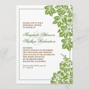 green & white vineyard rehearsal dinner invites