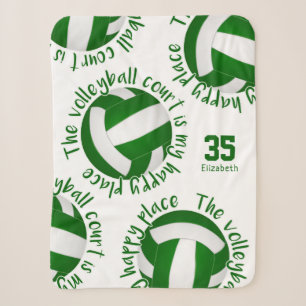 green white volleyball court happy place sherpa blanket