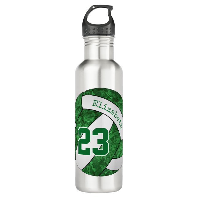 green white volleyball girls' custom team colours 710 ml water bottle (Front)