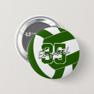 green white volleyball team colours 2 inch round button